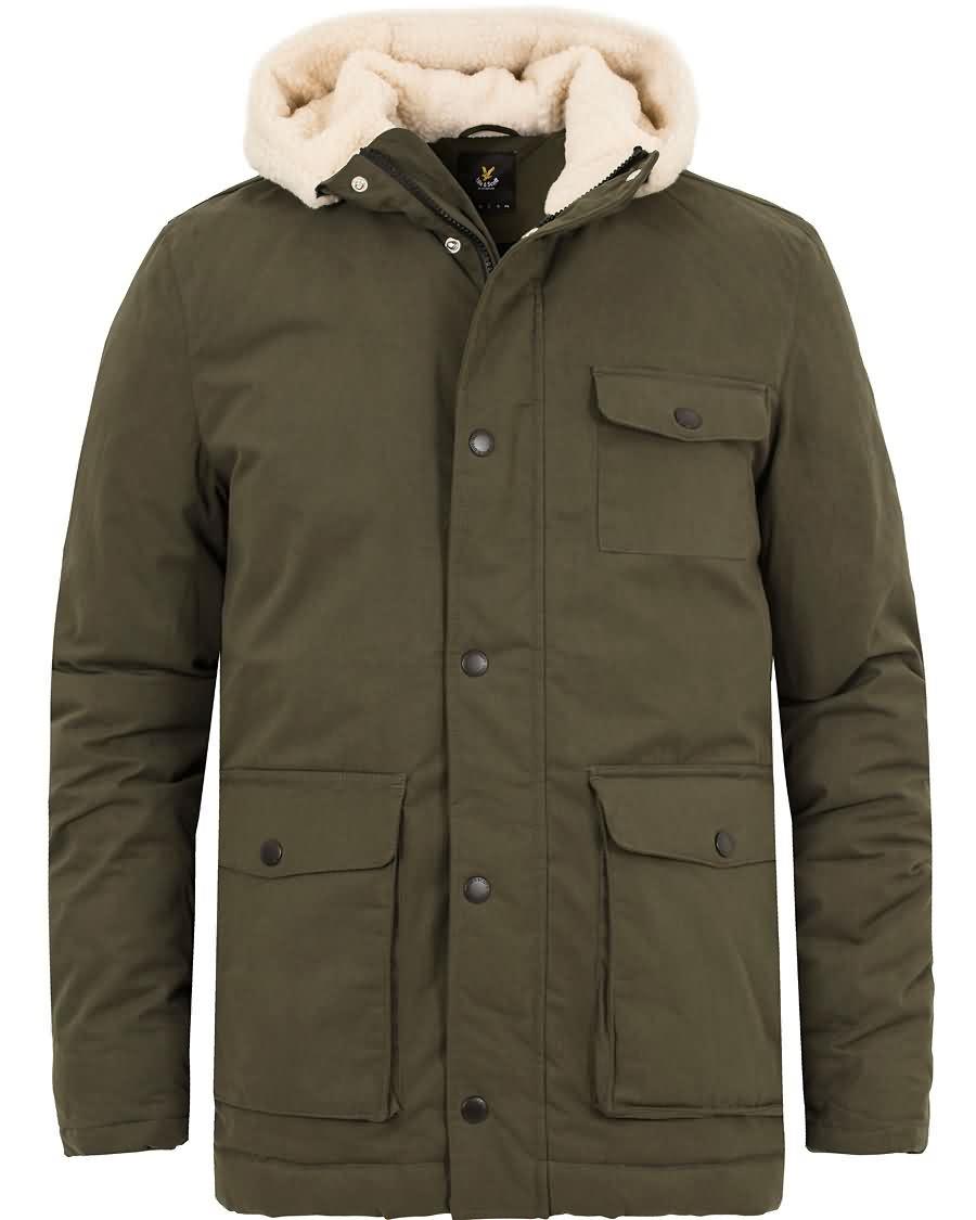 lyle scott shearling line parka dark sage På Salg Stikkontakt yt9oe